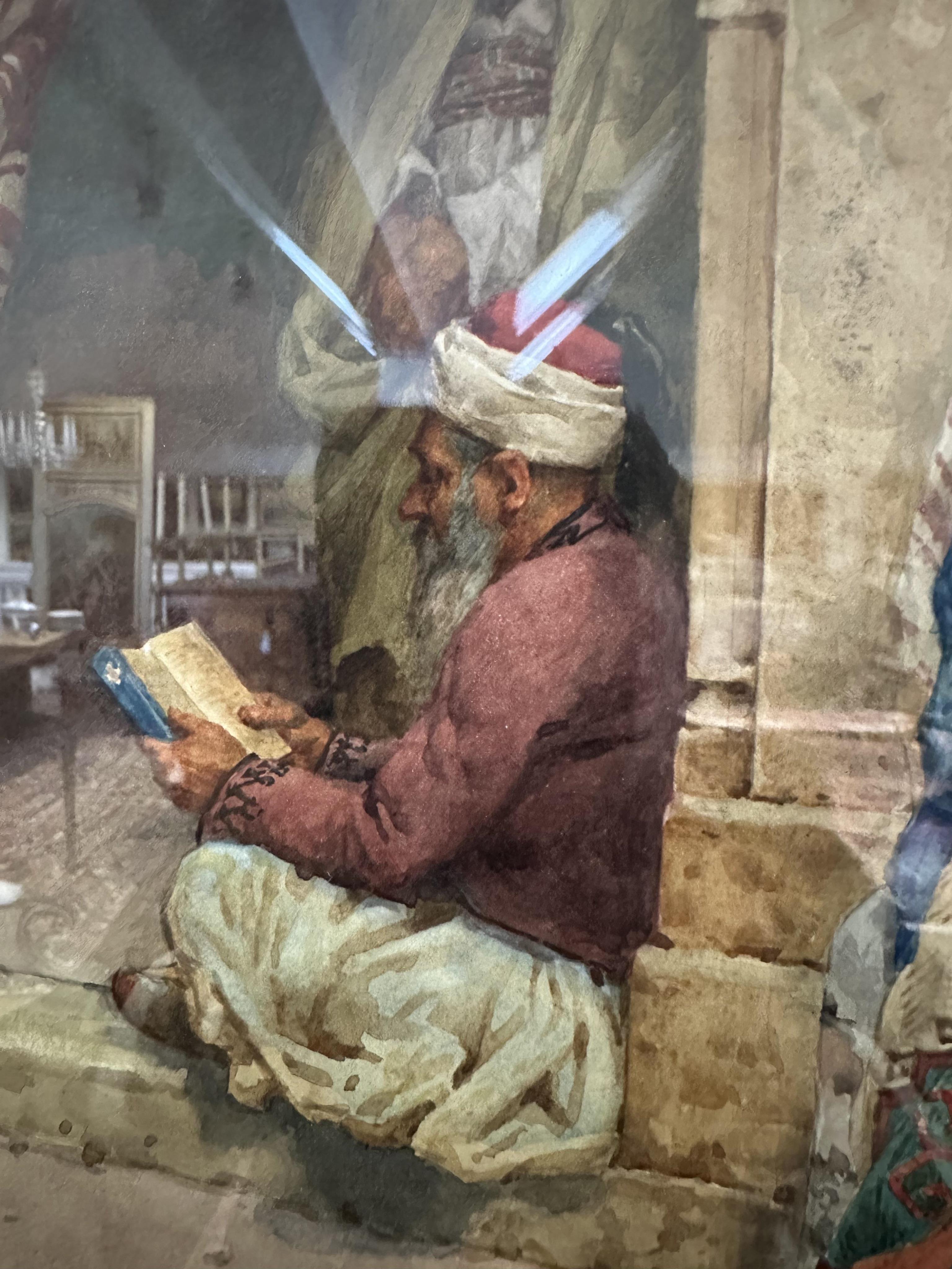 Giulio Rosati, Italian 1858-1917, Orientalist study, figures before an archway